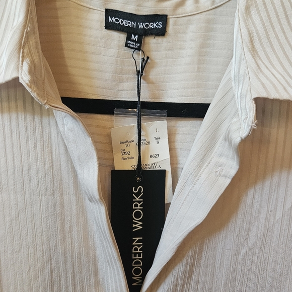 Modern Works Classic Sleeveless Pinstriped Button Down Shirt - Picture 5 of 6